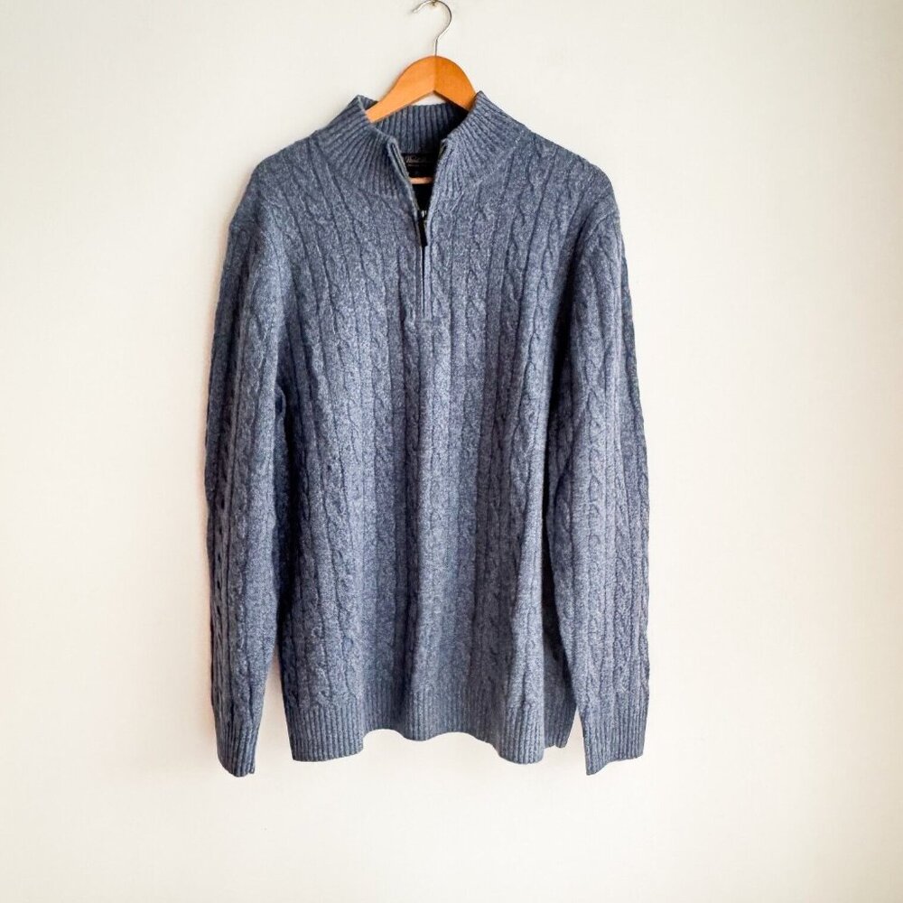 Brooks Brothers Gray Cable Knit Zip Up Sweater